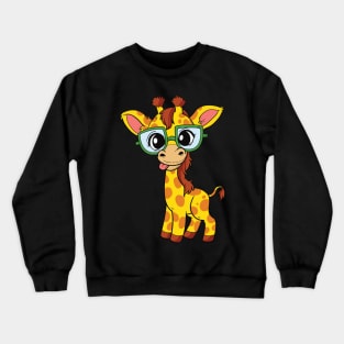 Cute Little Nerd Giraffe Animal Crewneck Sweatshirt